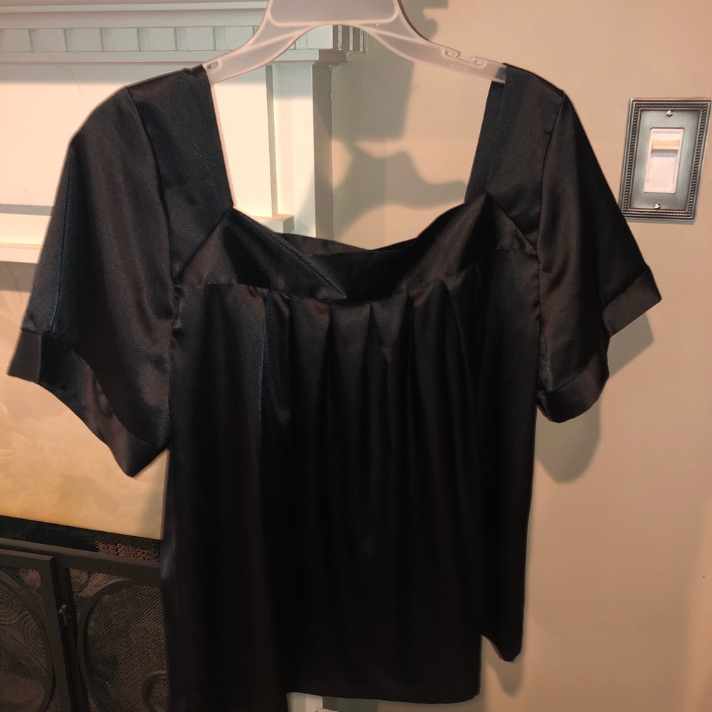 Black satiny Blouse Size XL